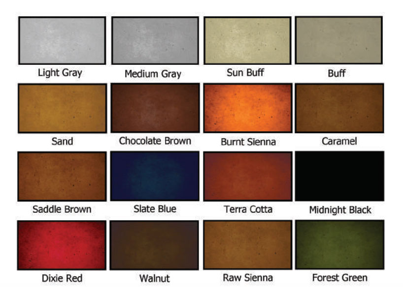 Polyaspartic Concrete Dye Color Chart