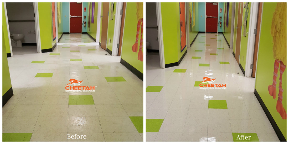 Commercial Tile Floor Stripping and Waxing in Cleveland, Ohio.